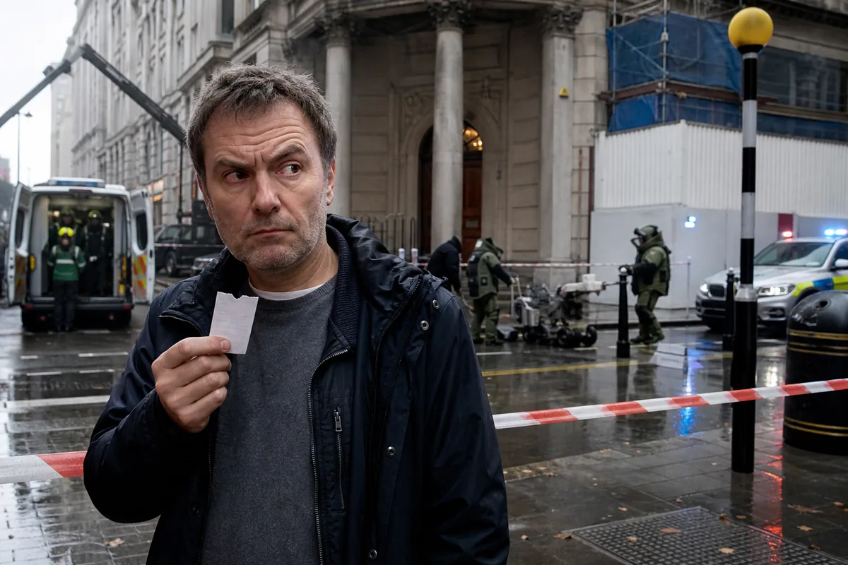 Spectateur contrarié devant une évacuation londonienne inspirée de The Criminals