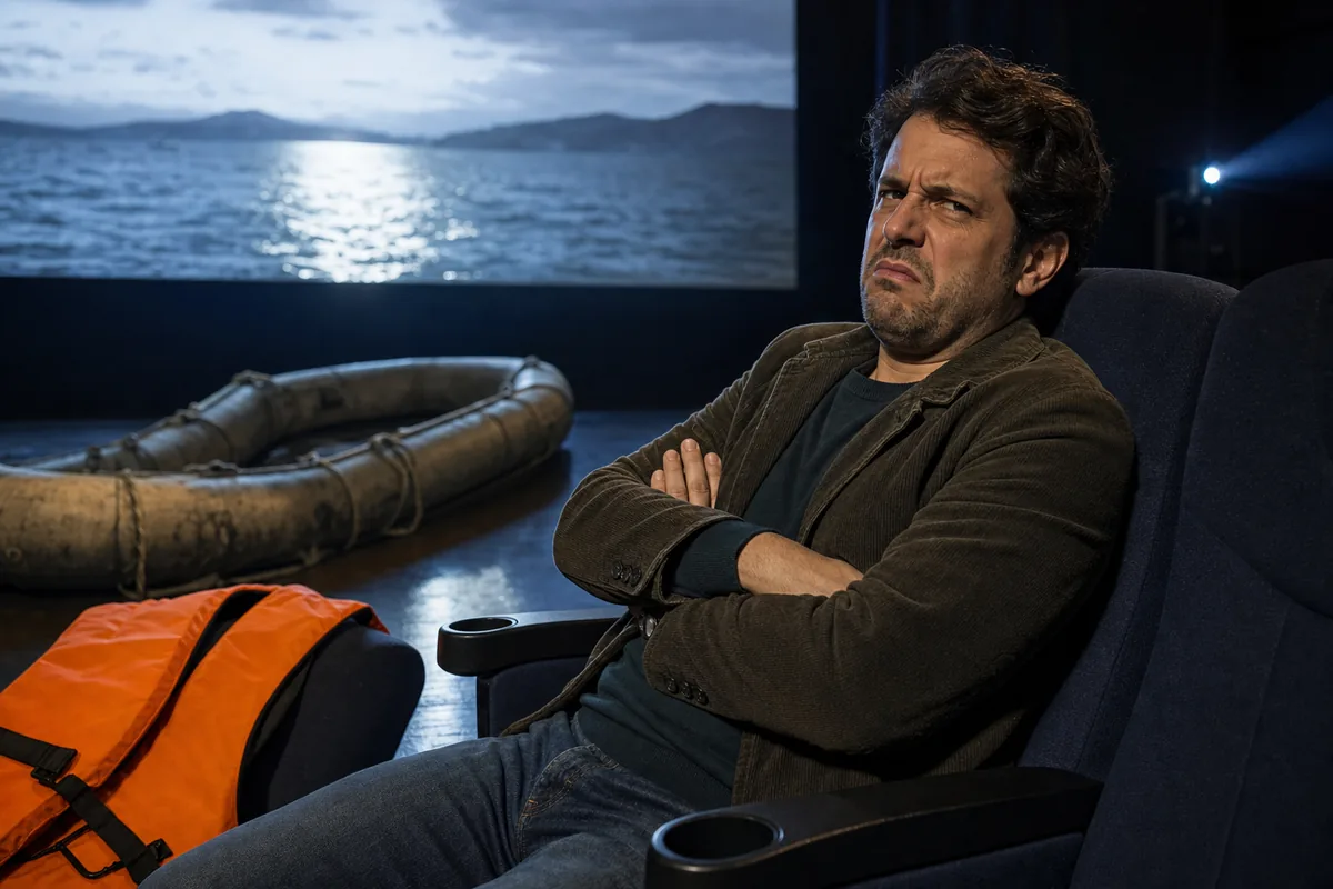 Spectateur agacé devant une scène de traversée inspirée du film Le Passage